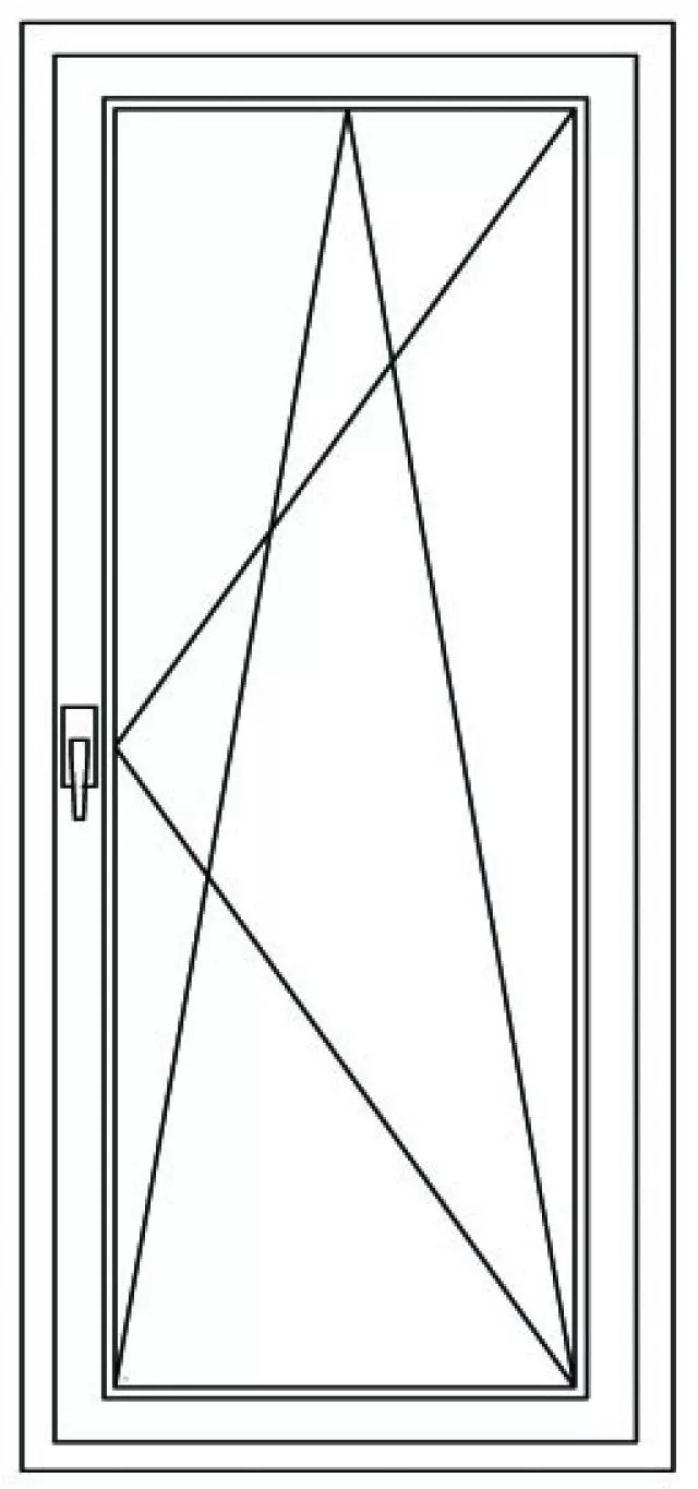 Balkon Tür Einfligelige 97x210cm, Weiss, DK, Rechts - technický nákres