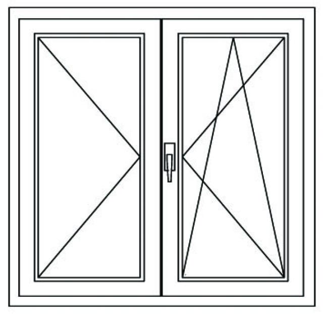 Zweiflügelich Kunststofffenster 140x110cm, Weiss - technický nákres